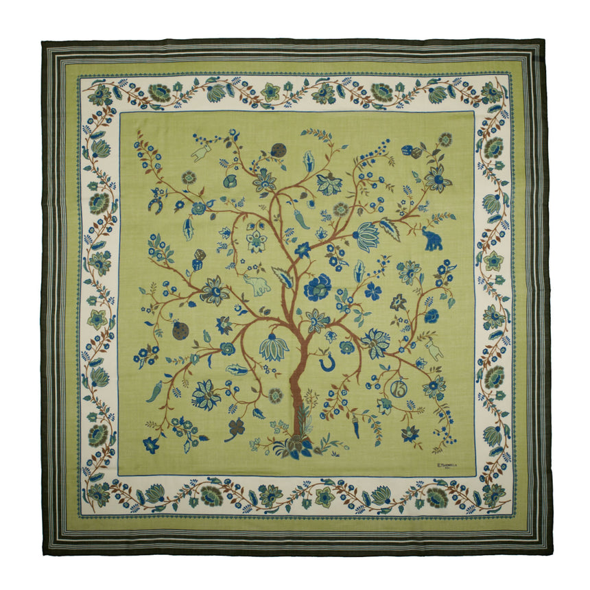 OLIVE GREEN STOLE 140 IN WOOL AND CASHMERE