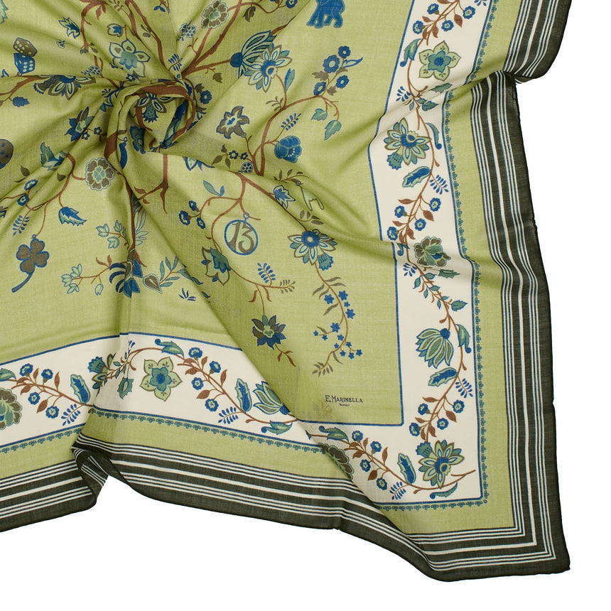 OLIVE GREEN STOLE 140 IN WOOL AND CASHMERE