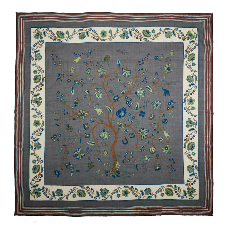 GREY STOLE 140 IN WOOL AND CASHMERE