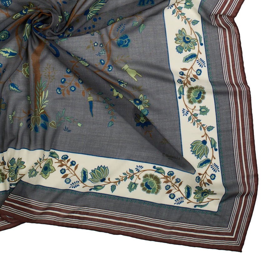 GREY STOLE 140 IN WOOL AND CASHMERE