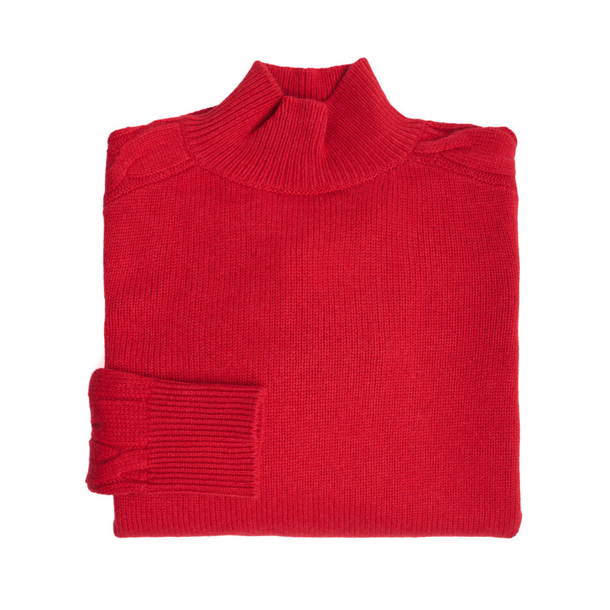 LUPETTO RASATO CON TRECCE IN LANA ROSSO