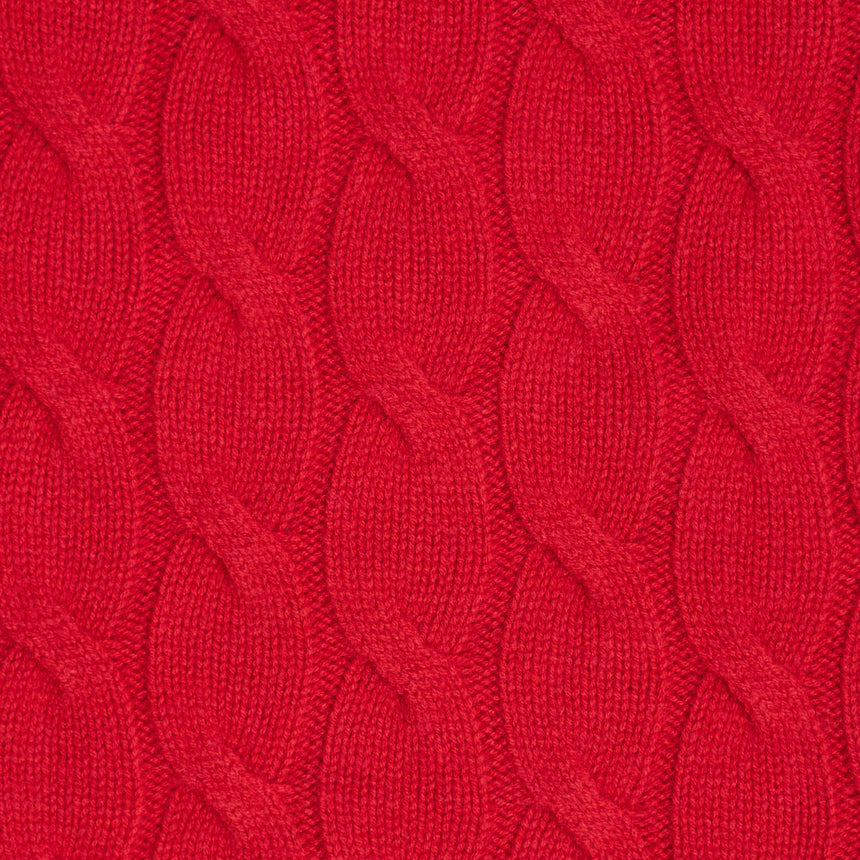 LUPETTO RASATO CON TRECCE IN LANA ROSSO