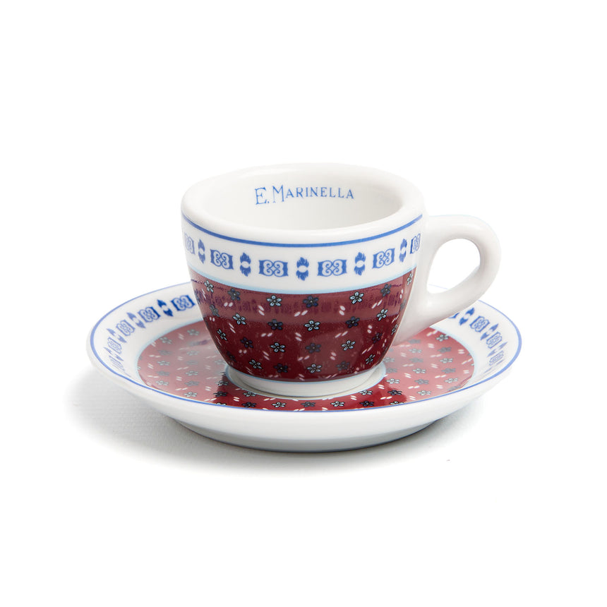 BURGUNDY COFFEE CUP WITH SAUCER