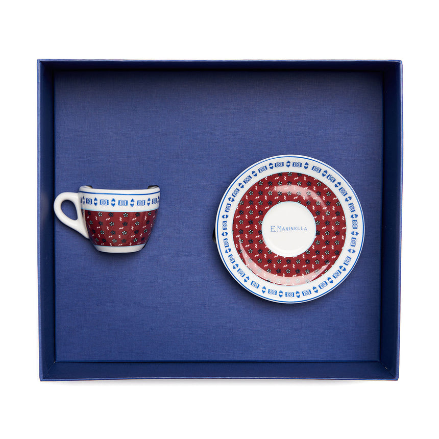 BURGUNDY COFFEE CUP WITH SAUCER