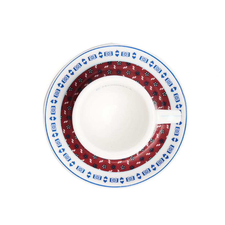 BURGUNDY COFFEE CUP WITH SAUCER