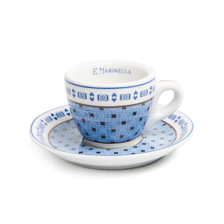 SET DI DUE TAZZINE DA CAFFÈ AZZURRO E BIANCO