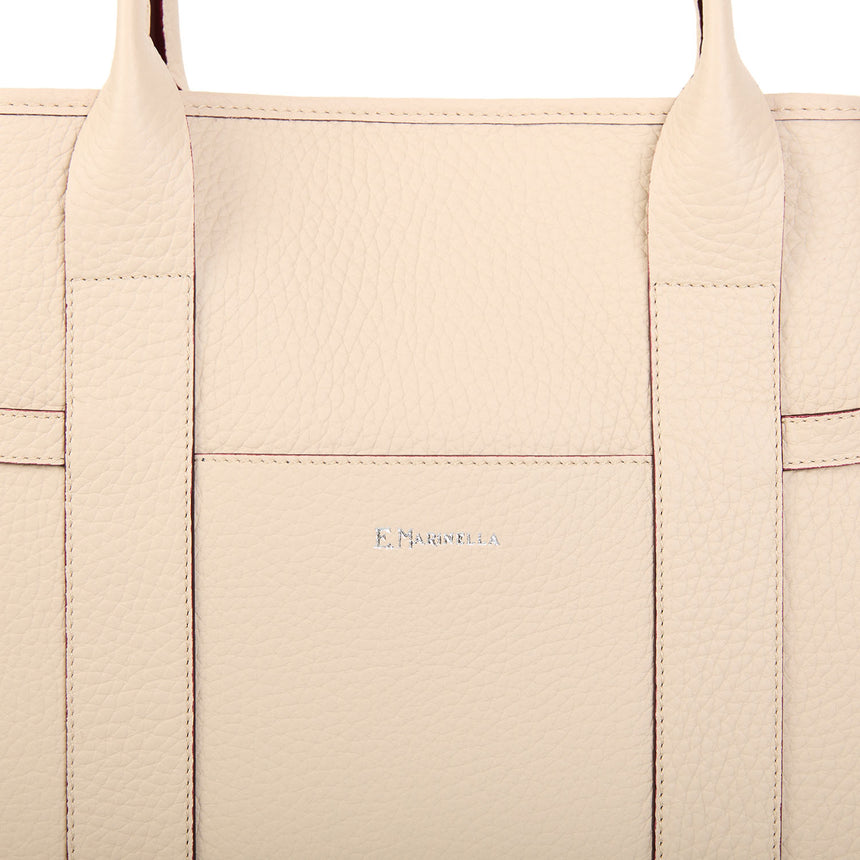 BEIGE TOTE BAG SIDE BUCKLES