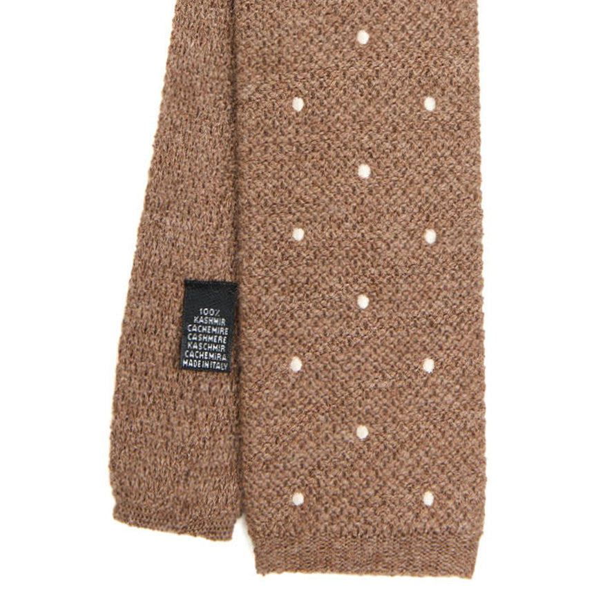 BEIGE CASHMERE KNITTED TIE