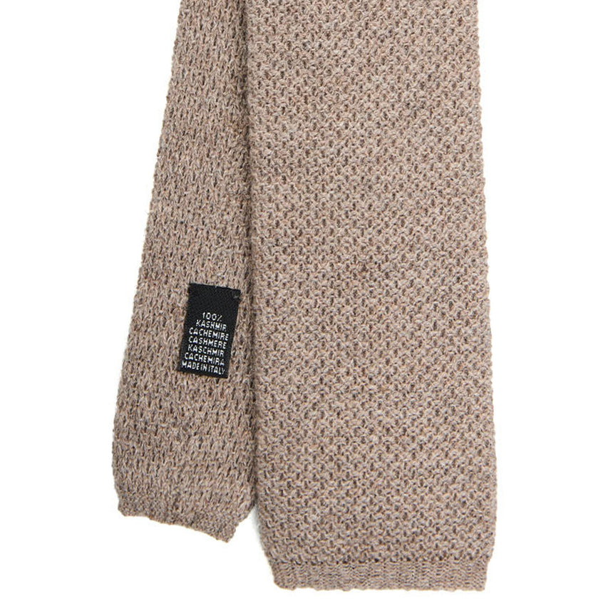 BEIGE CASHMERE KNITTED TIE