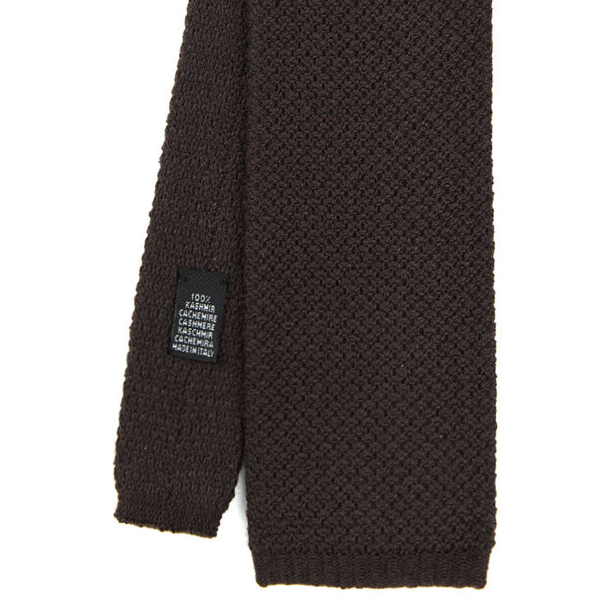 DARK BROWN CASHMERE KNITTED TIE