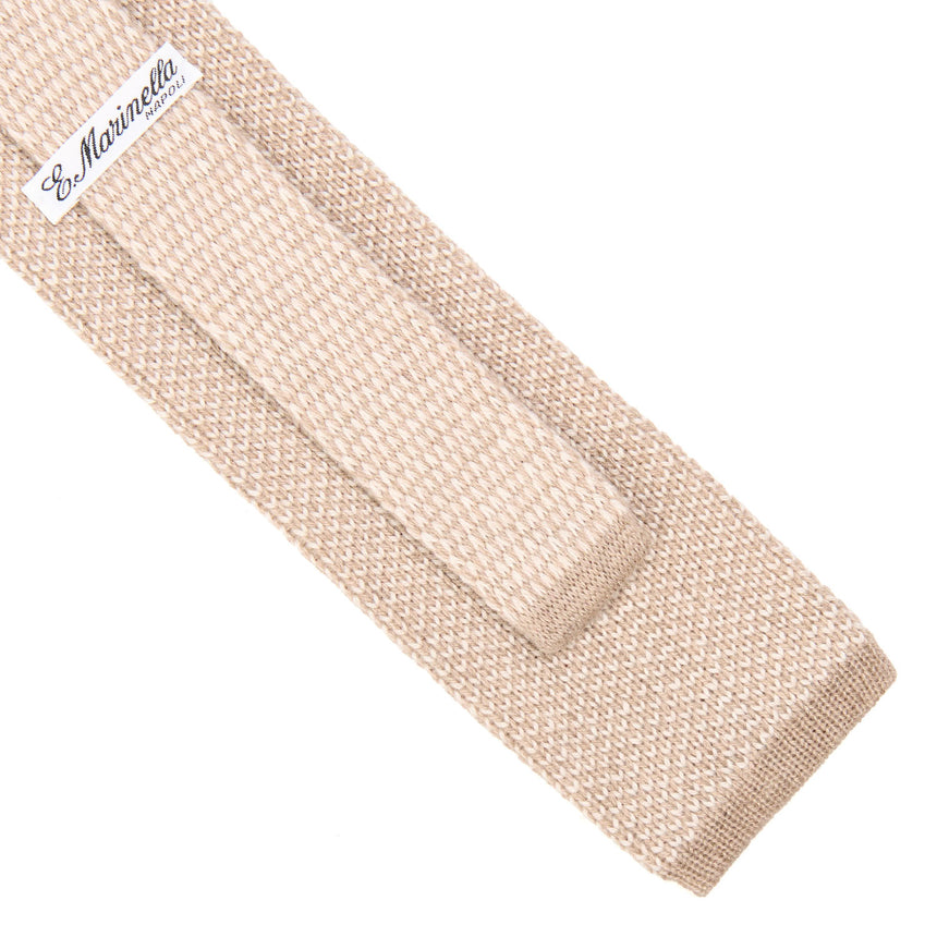 BEIGE CASHMERE KNITTED TIE