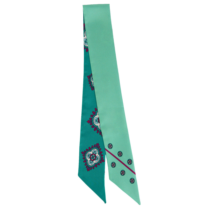 MINI BANDEAU IN SETA STAMPATA VERDE