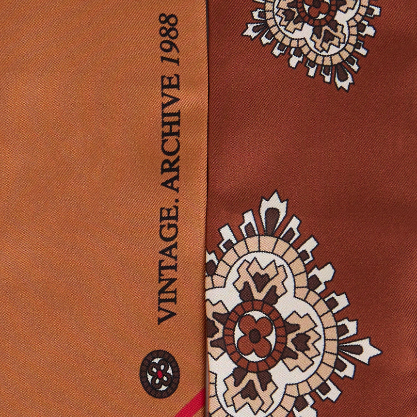 DARK BROWN PRINTED SILK MINI BANDEAU