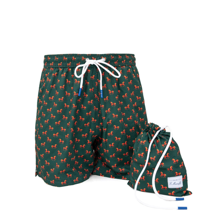 COSTUME DA BAGNO VERDE SCURO "CAVALLUCCIO ROSSO"