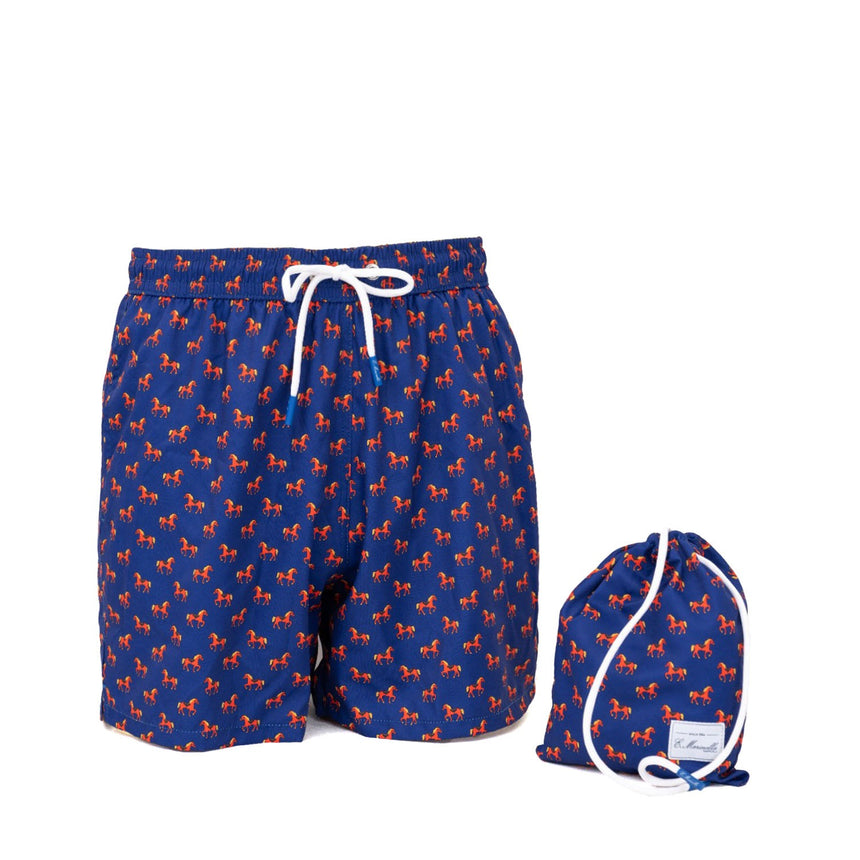 COSTUME DA BAGNO BLU SCURO "CAVALLUCCIO ROSSO"