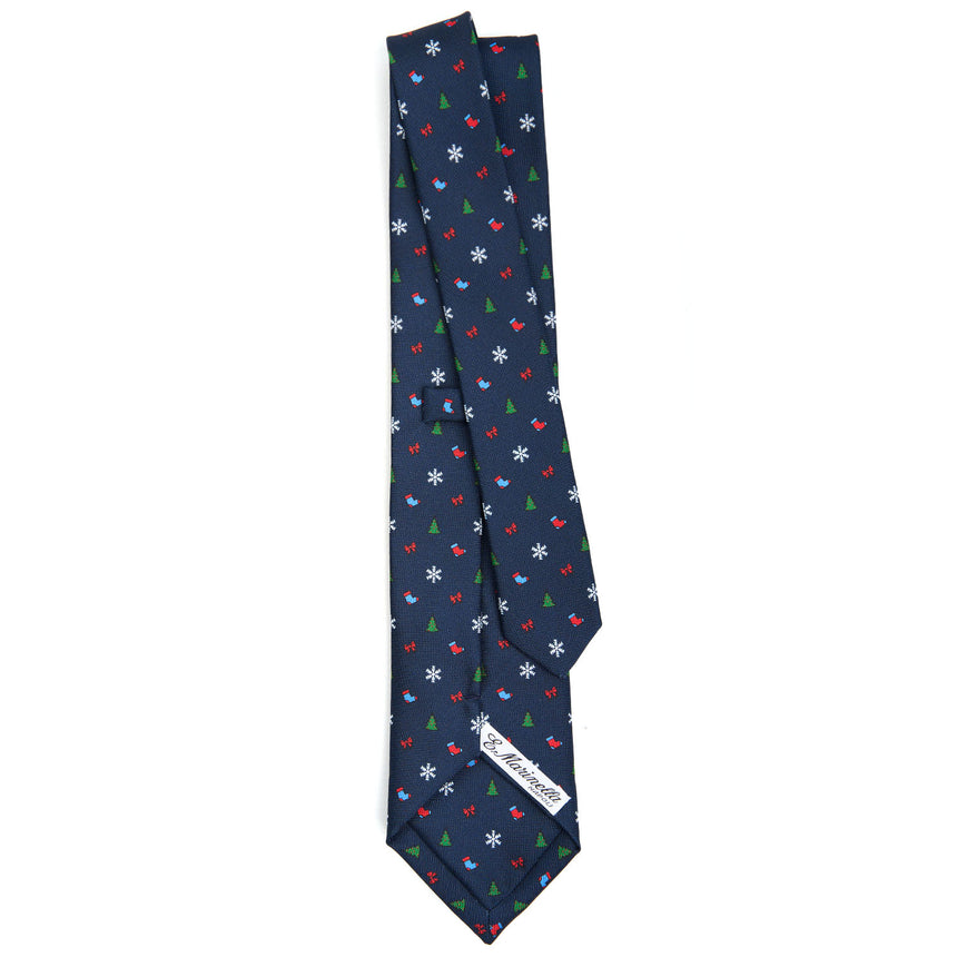 DARK BLUE SARTORIAL HOLIDAY PRINTED SILK TIE