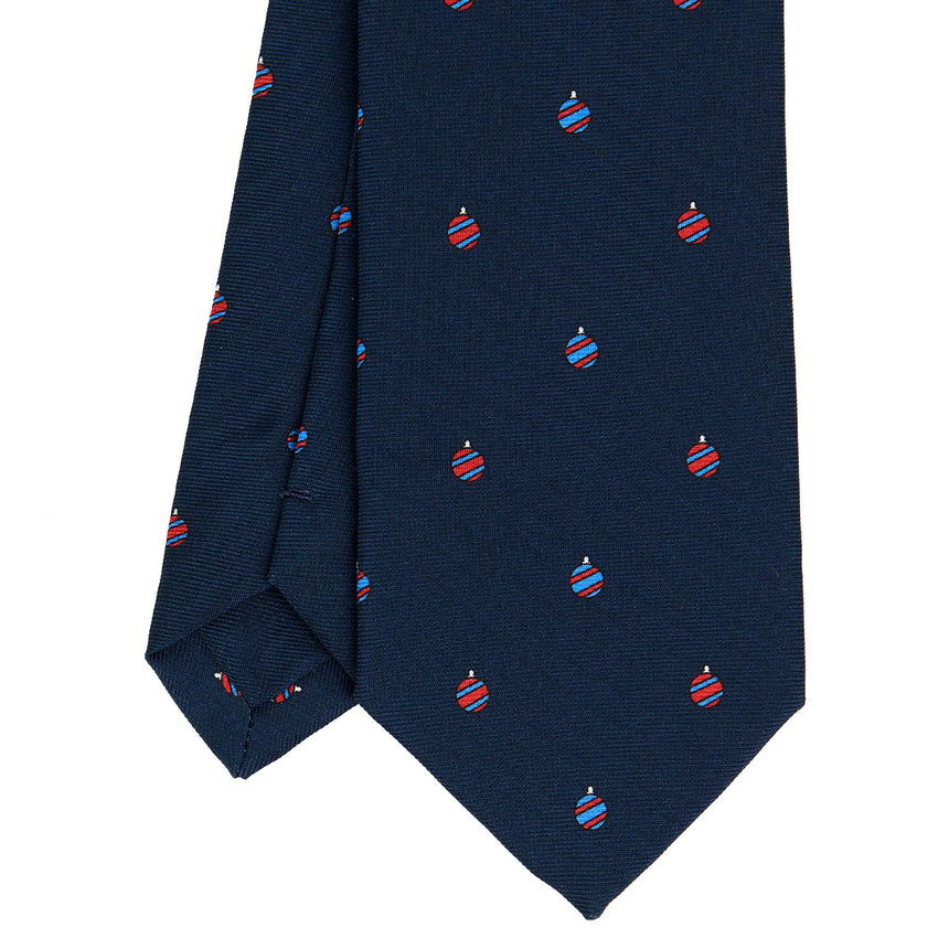 CRAVATTA SARTORIALE IN SETA STAMPATA BLU SCURO