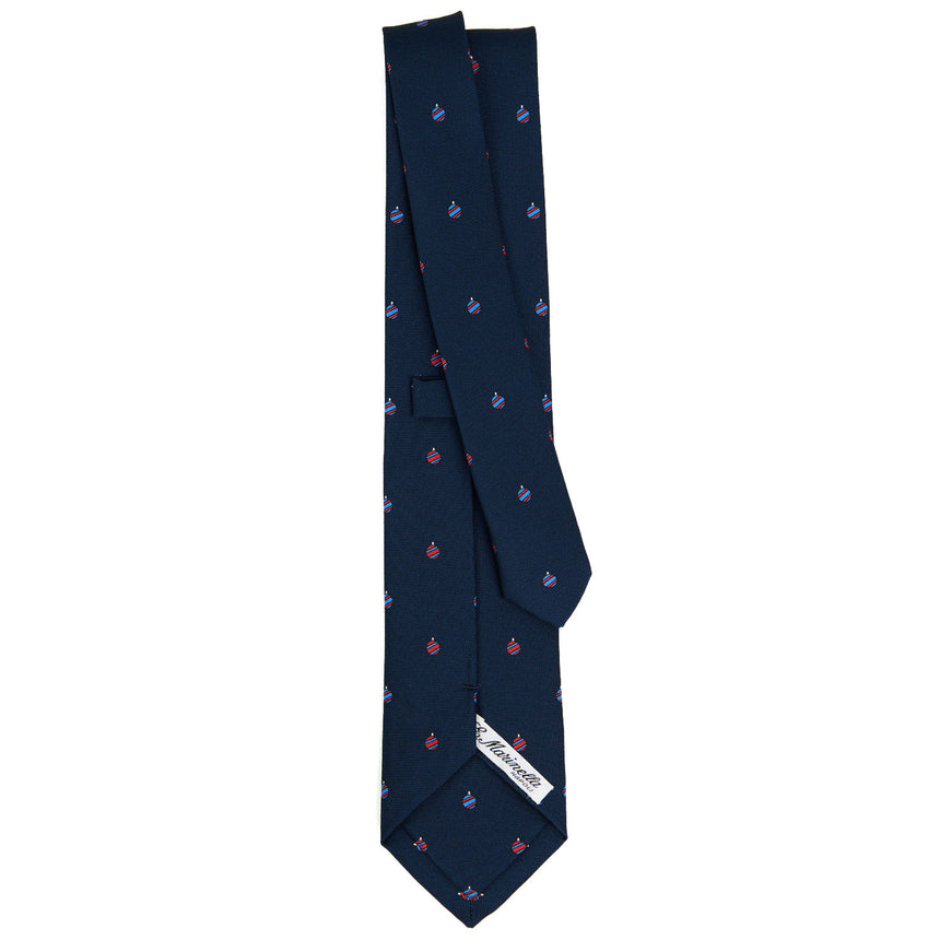 CRAVATTA SARTORIALE IN SETA STAMPATA BLU SCURO