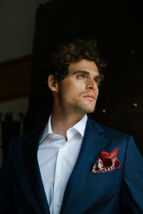 Pochette Giacca Blu Fazzoletto Uomo Giacca Matrimonio Fazzoletti