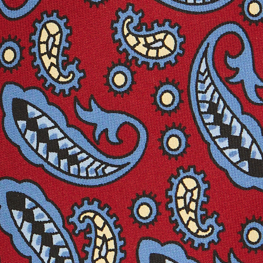 CRAVATTA SARTORIALE IN SETA STAMPATA BORDEAUX