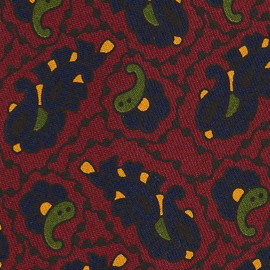 CRAVATTA SARTORIALE IN SETA STAMPATA BORDEAUX