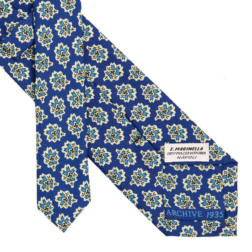 CRAVATTA SARTORIALE IN SETA STAMPATA BLUETTE