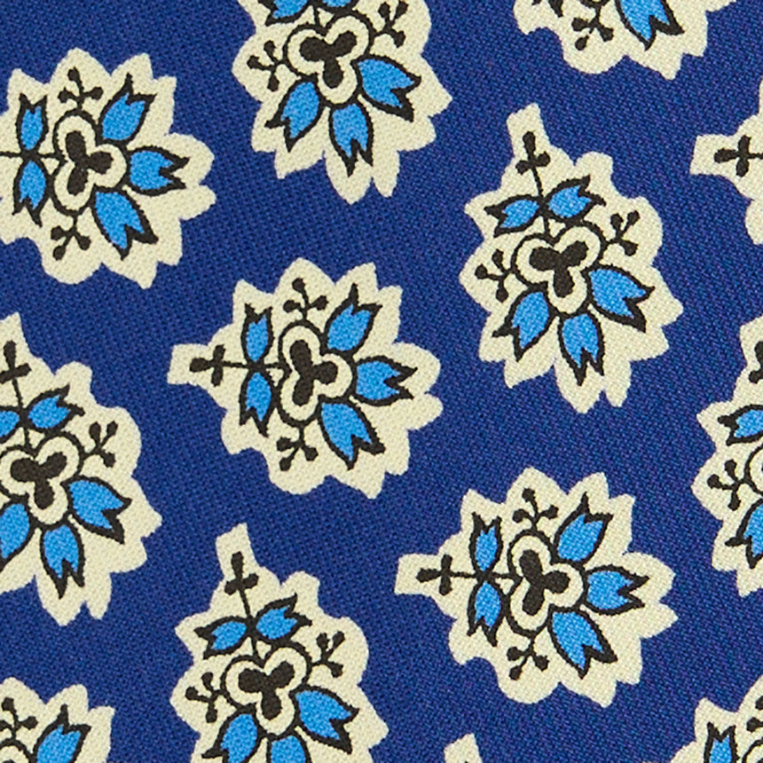 CRAVATTA SARTORIALE IN SETA STAMPATA BLUETTE