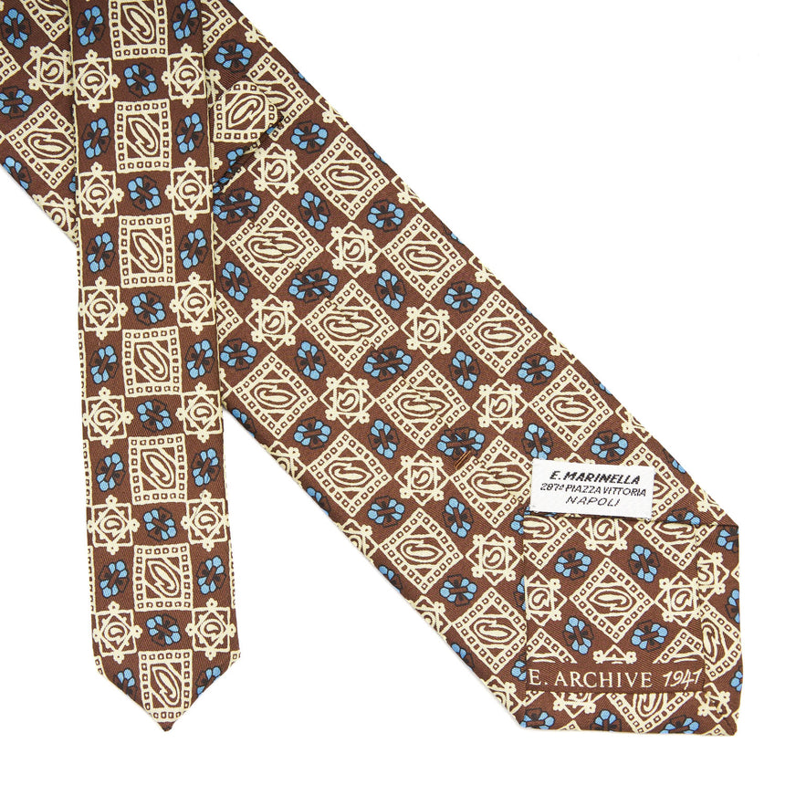 DARK BROWN SARTORIAL PRINTED SILK TIE