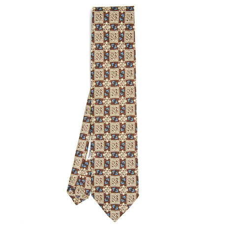 DARK BROWN SARTORIAL PRINTED SILK TIE