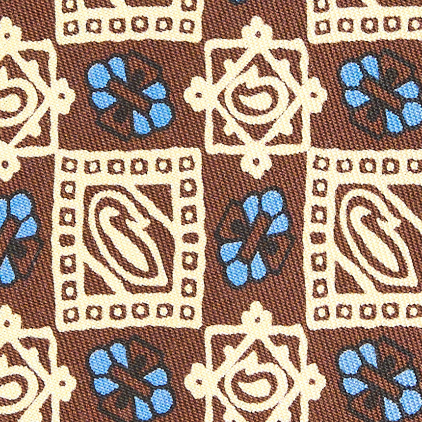 DARK BROWN SARTORIAL PRINTED SILK TIE