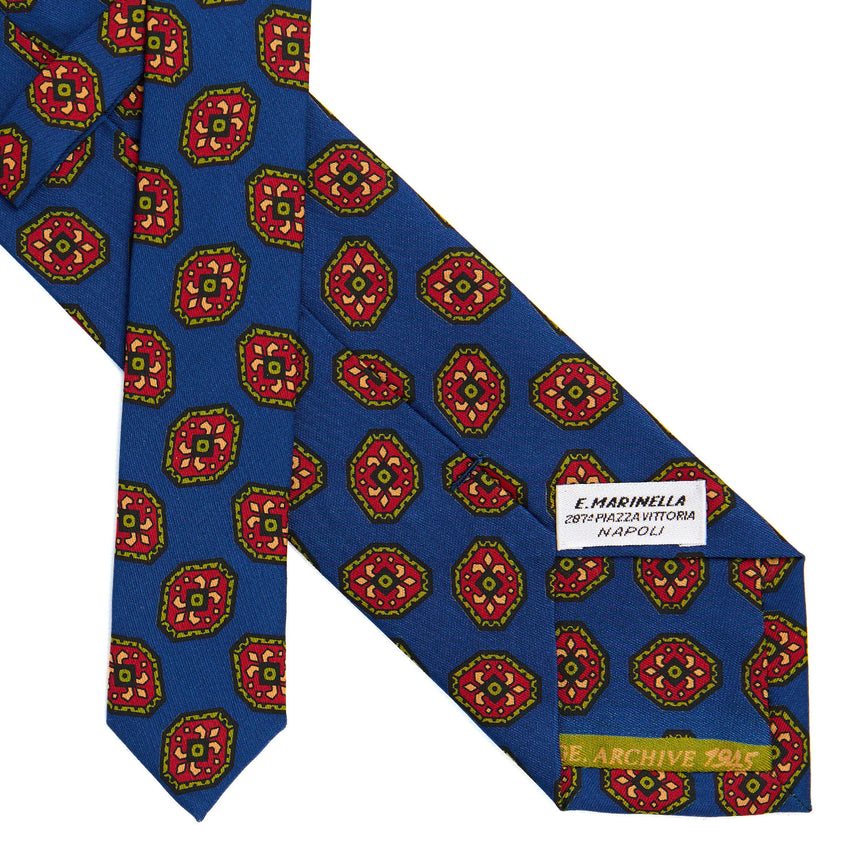 CRAVATTA SARTORIALE IN SETA STAMPATA BLUETTE