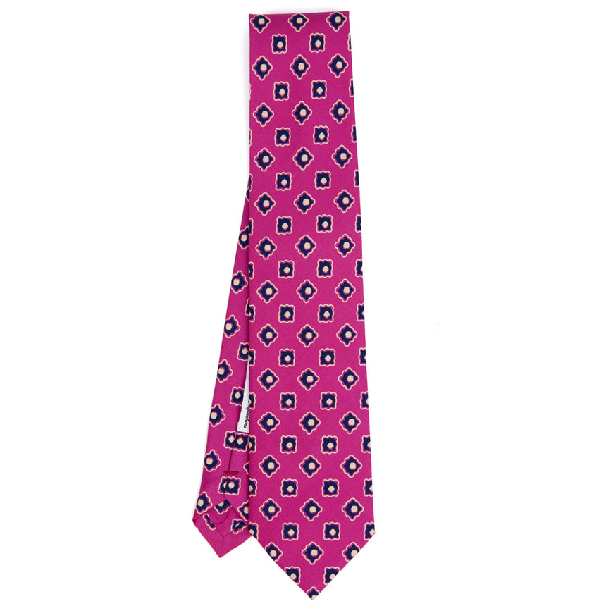 CRAVATTA SARTORIALE IN SETA STAMPATA FUCSIA