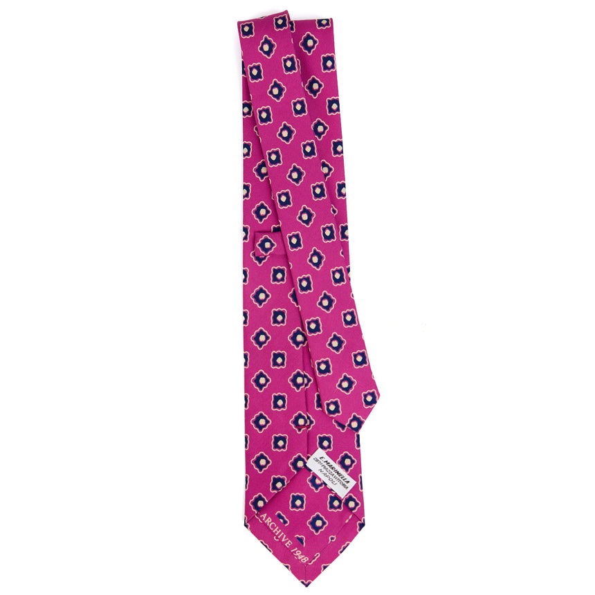 CRAVATTA SARTORIALE IN SETA STAMPATA FUCSIA