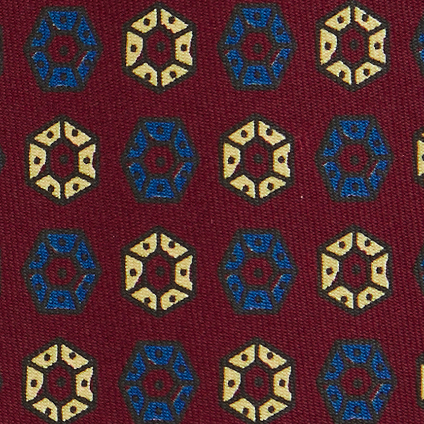 BURGUNDY SARTORIAL PRINTED SILK TIE