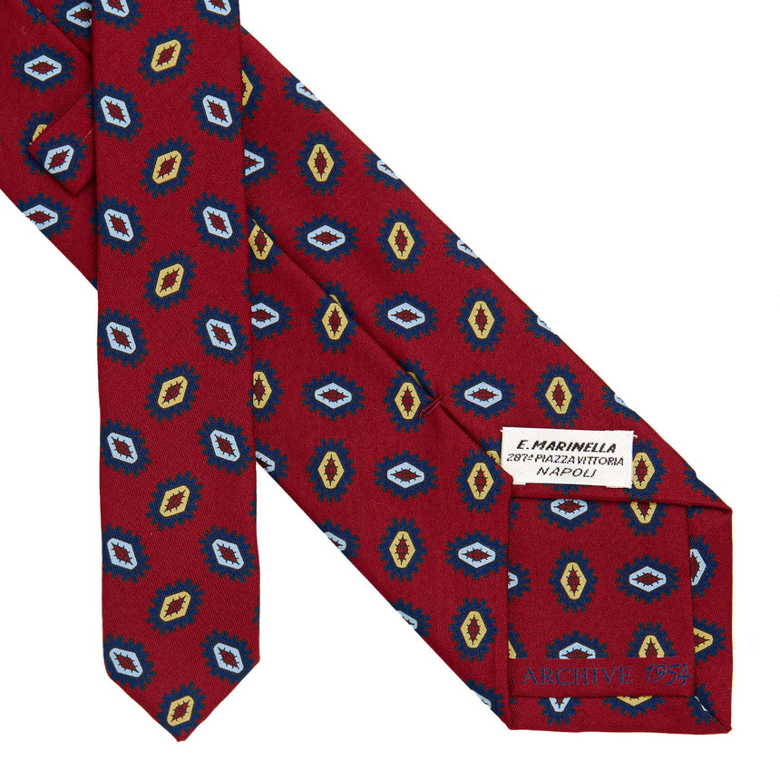 RED SARTORIAL PRINTED SILK TIE