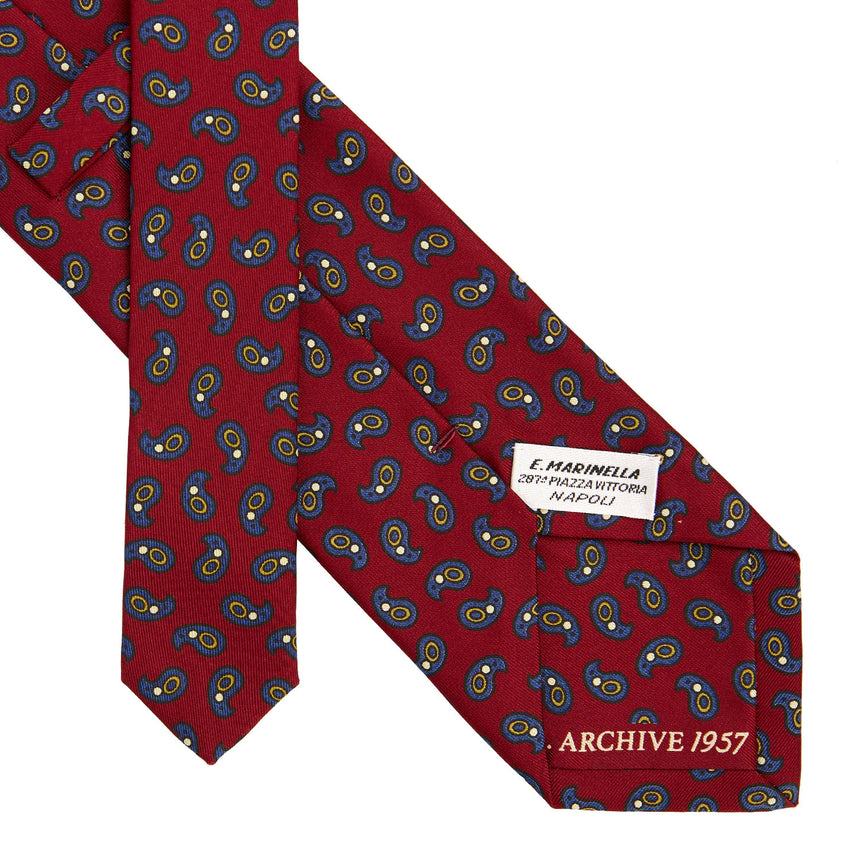 CRAVATTA SARTORIALE IN SETA STAMPATA BORDEAUX