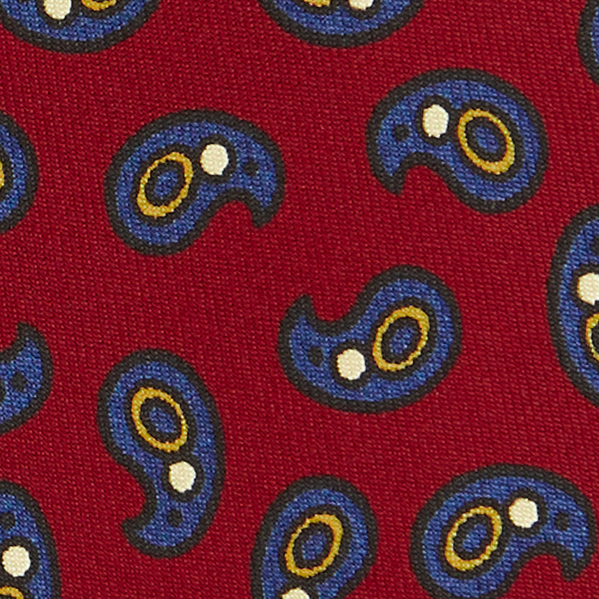 CRAVATTA SARTORIALE IN SETA STAMPATA BORDEAUX