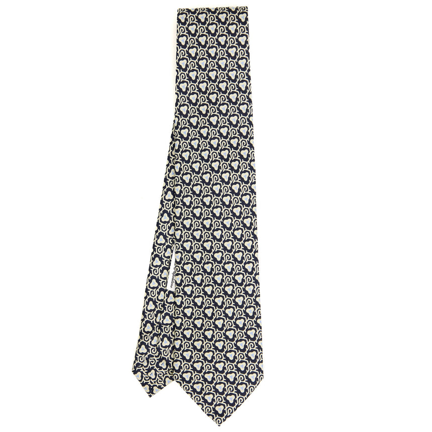DARK BLUE SARTORIAL PRINTED SILK TIE