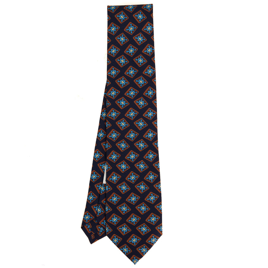 CRAVATTA SARTORIALE IN SETA STAMPATA BLU