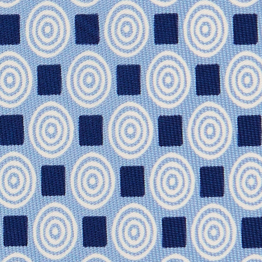 CRAVATTA SARTORIALE IN SETA STAMPATA AZZURRA