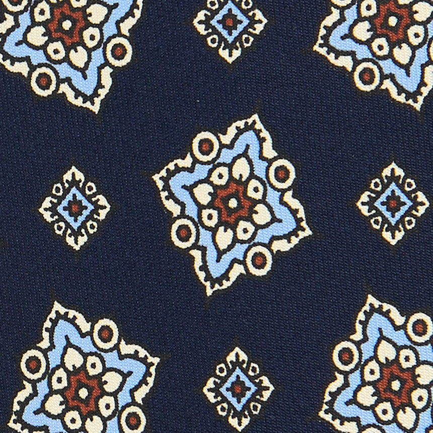 DARK BLUE SARTORIAL PRINTED SILK TIE