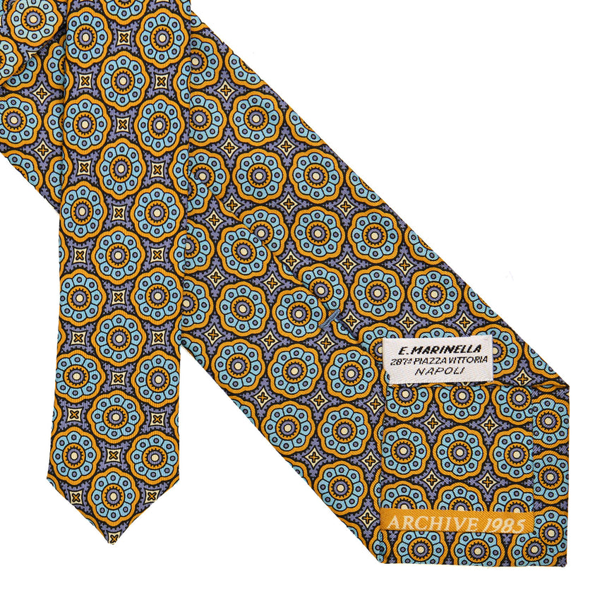 YELLOW SARTORIAL PRINTED SILK TIE