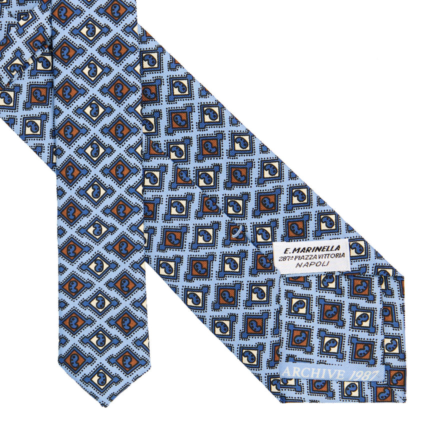 LIGHT BLUE SARTORIAL PRINTED SILK TIE
