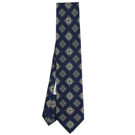 DARK BLUE SARTORIAL PRINTED SILK TIE