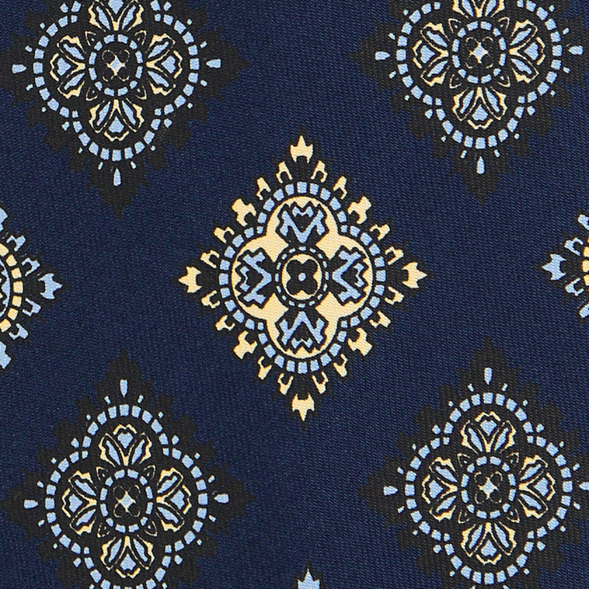 DARK BLUE SARTORIAL PRINTED SILK TIE