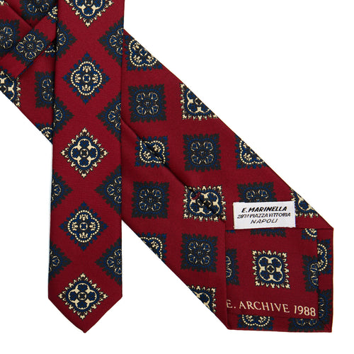 BURGUNDY SARTORIAL PRINTED SILK TIE