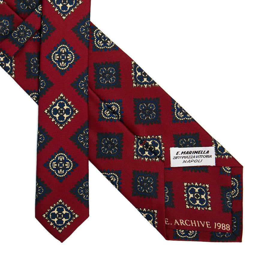 BURGUNDY SARTORIAL PRINTED SILK TIE