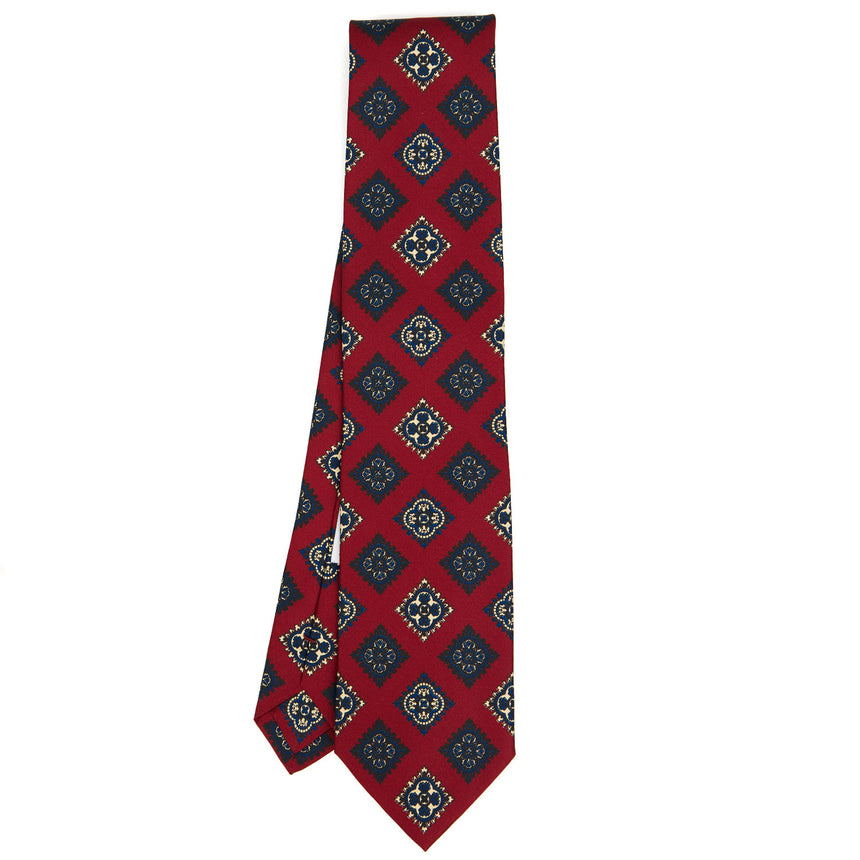 BURGUNDY SARTORIAL PRINTED SILK TIE