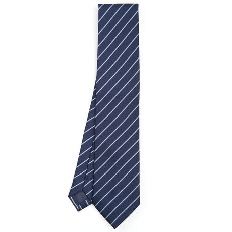 DARK BLUE STRIPED SILK TIE