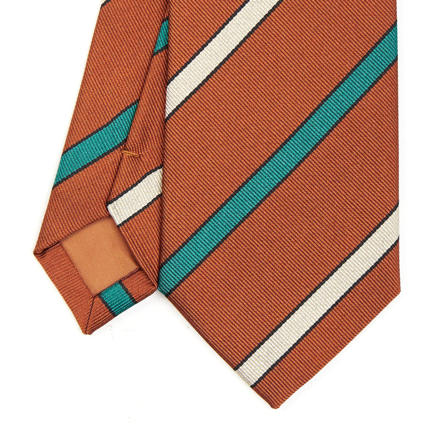 CRAVATTA REGIMENTAL IN SETA MARRONE CHIARO